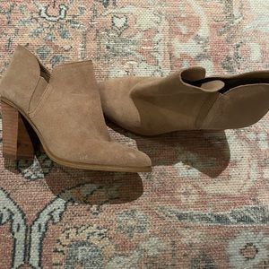 Vince Camuto beige genuine suede heeled booties